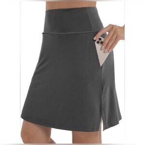XIEERDUO Women's 20" Modest Knee Length Tennis Skirt Golf Skort Black Size M.